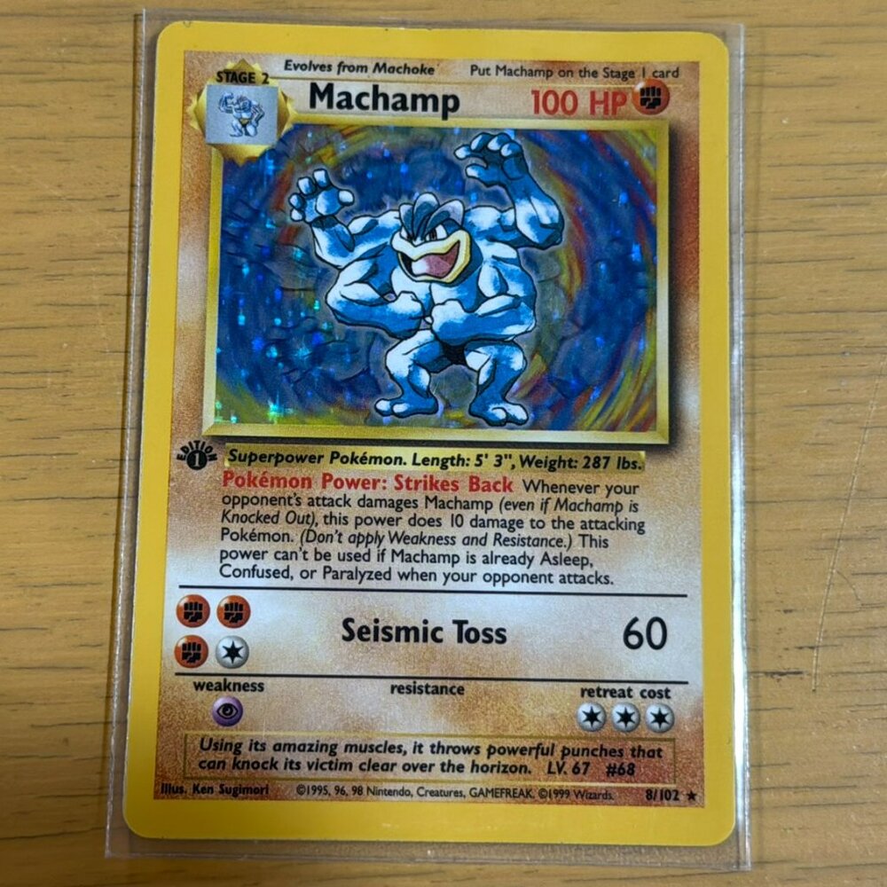 Pokémon Machamp 8/102 Base Set 1st Edition Holo Rare